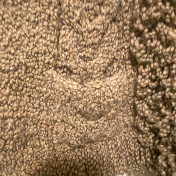 Native American Taupe Wool Chunky Zip Cardigan Sweater Fringe Boho Hippie Hood - Picture 5 of 9